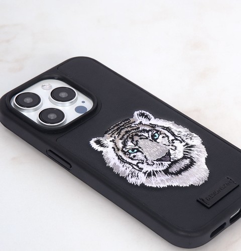 For iPhone 15 Pro Case Premium Embroidery Patchy TPU Case - Tiger - Picture 15 of 15