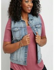 Maurices Medium Wash Denim Vest Plus Size @ Soldierzgurl Dezignz