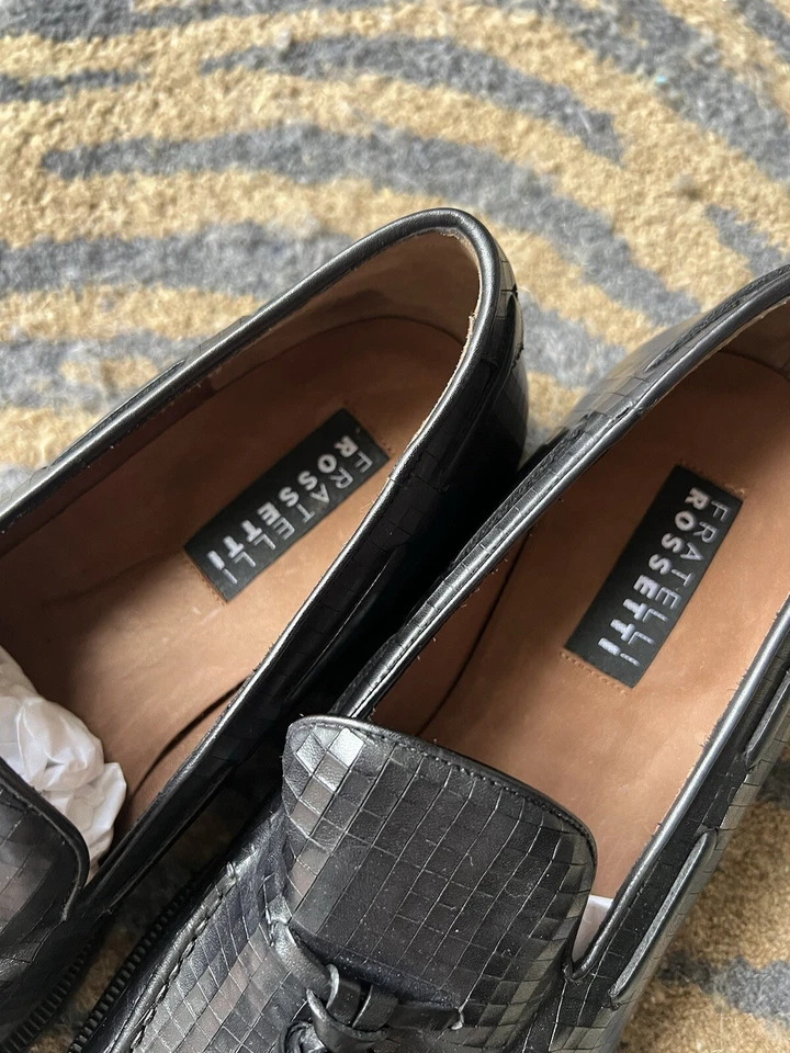 ZAPATOS DE VESTIR FRATELLI ROSSETTI MOCASINES BRERA DE CUERO NEGRO PARA HOMBRE TALLA 10 Foto 2 de 4