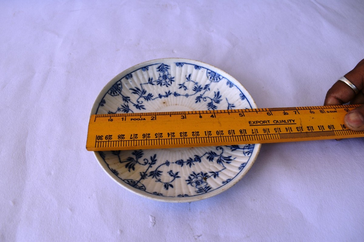 Vintage Denmark Pottery Porcelain Plate Blue & White Floral By