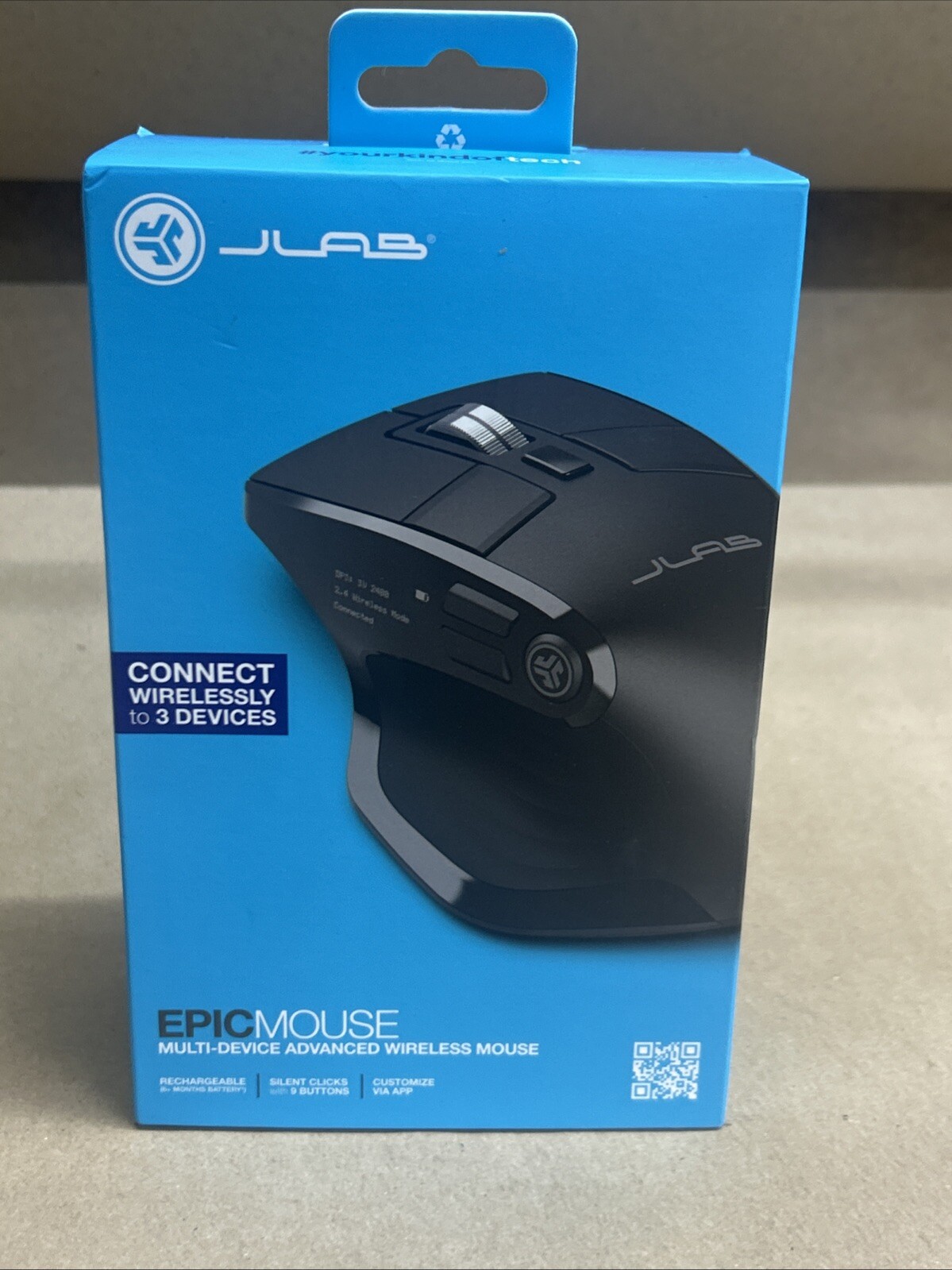 JLab Epic Wireless Mouse For PC, Laptop, Mice, 2.4G, Bluetooth, Black