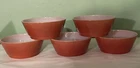 VTG Anchor Hocking Fire King Orange Brown 5" Dessert Cereal Bowls Set of 4 Lot
