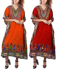 Free Size Women Caftan Top Dress Gown Long Kaftan dress Hippy Boho Maxi Set of 2