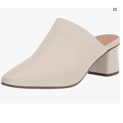 Seychelles Muse Leather Cream Mules Heels Size 7.5 Pointed Toe Block Heel NEW