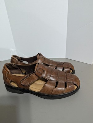 Thom McAn Women's Size 9 Brown Mary Jane Sandals, Hook & Loop Closure.