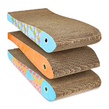 Fish Shaped Durable Cardboard Cat Scratching Pad, Multicolored, 3 Pack