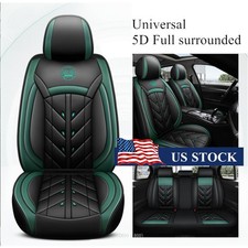 Blackgreen Car Seat Covers F Front Rear Full Set Cushions Pu Leather Us Stock
