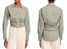 Women Veronica Beard Collared Striped Long Sleeve Top