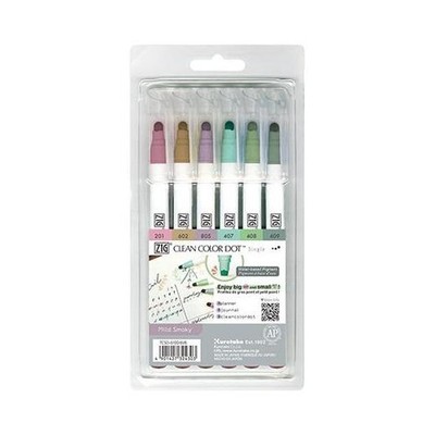 Kuretake ZIG Clean Color Dot Einzelspitze Marker Stifte 6 Stück - Mild Smoky