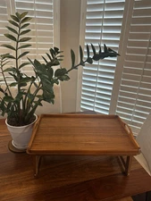 Vintage GOODWOOD Teak Mid Century Modern MCM Breakfast Tray Foldable Legs Beauty