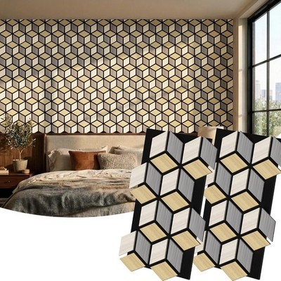 4 Pack Acoustic Wall Panels,3D PVC 27''x18'' Soundproof Wooden Wall Panels