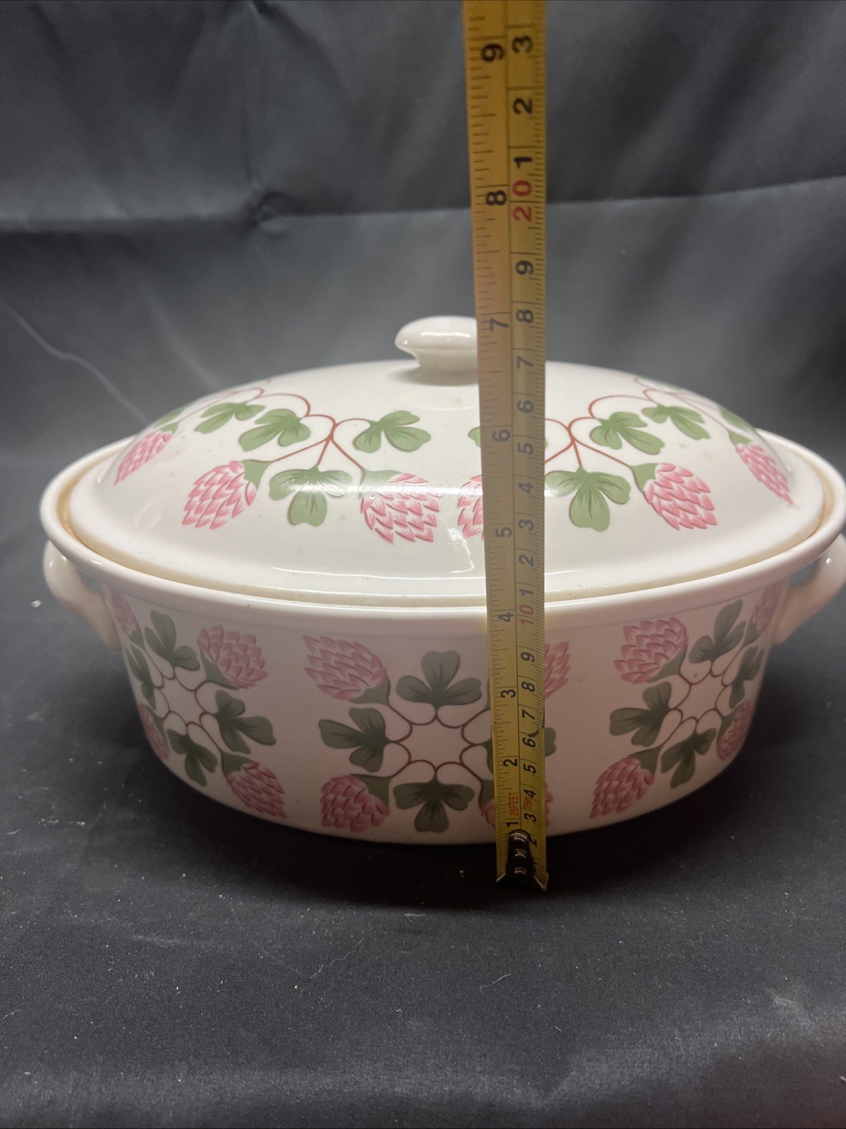 RARE Hall China Company VTG Pink Clover Oval Casserole dish # 103 US