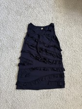 J.Crew Midnight Blue Sleeveless Cotton Ruffled Dress Sz 12