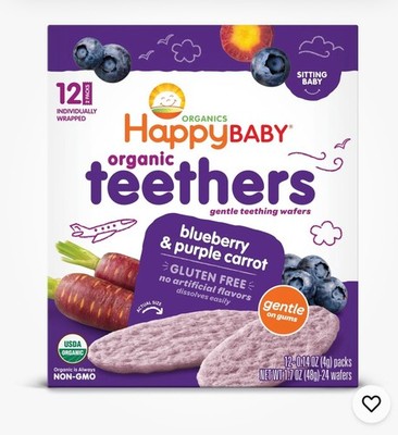 (Pack Of 2 Boxes) Gentle Teething Wafers, Blueberry & Purple Carrot, 12 Pack