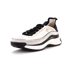 Chanel Women's CC Cap Toe Logo Sneakers Suede and Mixed Fibers