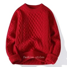 Men's Autumn/Winter Knitted Sweater Round Neck Pullover Top Knit Wool Clothes