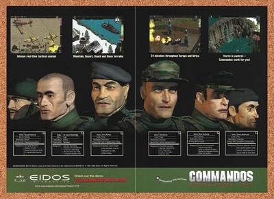 Commandos Behind Enemy Lines PC Original 1998 Foldout Poster 10.5'' x 15''