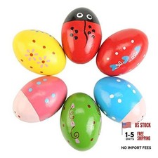 6Pcs Wooden Egg Shakers Hand Musical Maracas Percussion Multicolour 6 Pcs