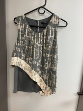 H by Halston Gray Design Aymetrical Ladies Sleeveless Blouse Size S