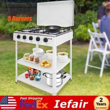 Natural Gas Stove with 5 Burners Portable Freestanding Natural Gas Stove White