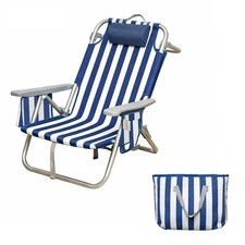 Aluminum Backpack Low Profile Beach Chair - 5-Position Lay Flat Reclining
