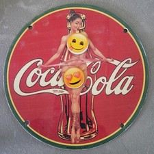 Vintage Porcelain Coca-cola Gas Oil Station Pump Plate Garage Man Cave Sign