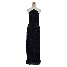 Carolina Herra Black Strapless Sequin-Embellished Lace Gown