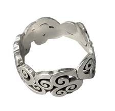 BRIGHTON Silver Tone SWIRL Hinge Cuff Bangle Bracelet 7in - Heavy!