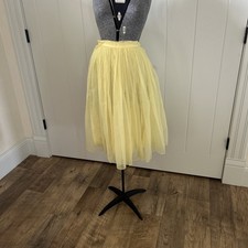 Vintage 1950 s Yellow Chiffon Over Satin Gathered Full Skirt