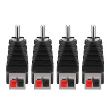 Borsuer RCA to Speaker Wires Adapter, 4Pcs Male 45mm 15mm 20mm, Black