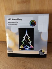 LED Beleuchtung Silhouette Weihnachtsbaum Fenster Deko mit Timer Neu warmweiß 
