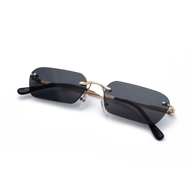 Rimless Rectangle Sunglasses for Men Women 90s Shades UV400 Street Knitted Rectangle Burgundy Gradient Tint Rimless  main image 4