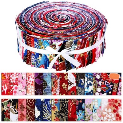 70 Pcs Japanese Jelly Fabric Quilting Strips, Patchwork Roll 2.55 Inch Roll up
