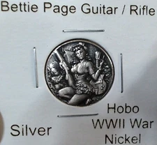 HOBO Bettie Page Rifle Guitar Made A From REAL Silver War Nickel SIGNED Betty