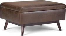Owen 34 Inch Wide Mid Century Modern Rectangle Coffee Table Storage Ottoman in D