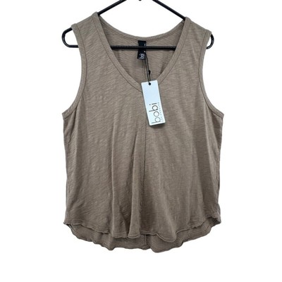 Bobi Size XL Tank Top NEW Los Angeles Java Tan V Neck 100% Cotton
