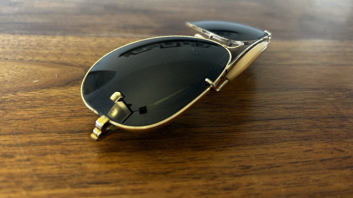 Vintage Ray Ban B&L Gold Aviator Wrap-Around Ear Sunglasses | eBay