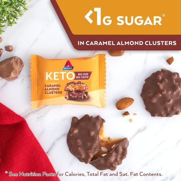 Delicious Low Carb Caramel Almond Clusters - 20 Individually Wrapped Treats