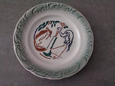 Assiette à dessert ancienne Faïencerie Nouvelle Givors Fables de la Fontaine