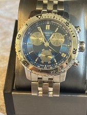 Men's Tissot PRS 200 Chrongoraph Silver and Blue Dial Pre-owned T17.1.486.34