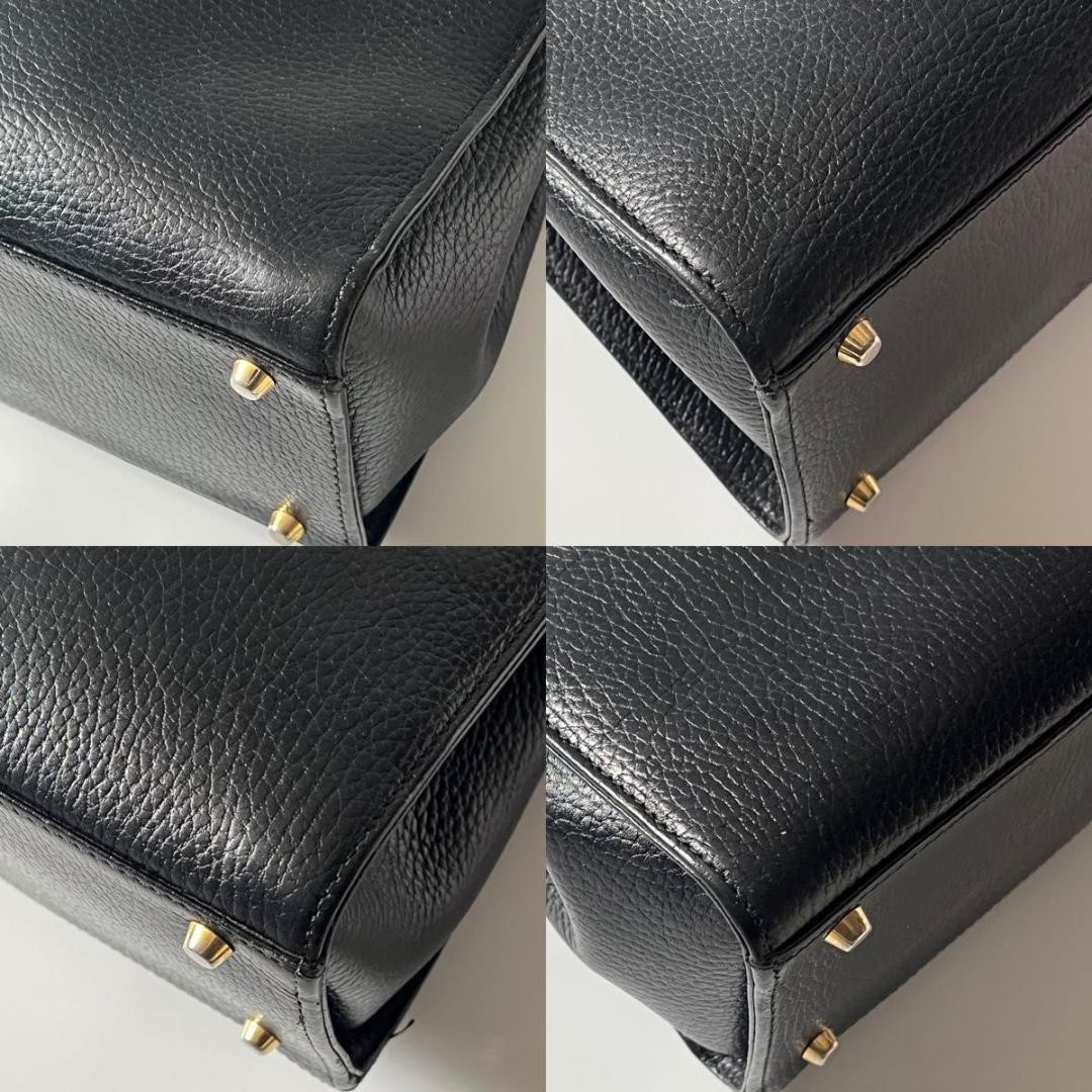 Versace Leather Shoulder Bag Tote Black Flap Medusa Grained Leather Used thumbnail 7