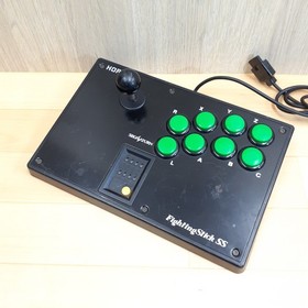 Sega Saturn Console with HORI Fighting Stick 2 controllers & 4 games Japan Gray