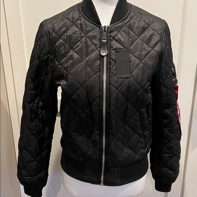 Alpha Industries Black Quilted Bomber Flight Jacket