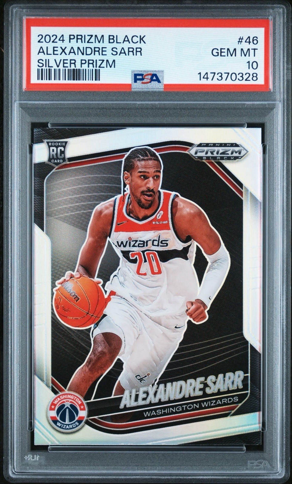 Rare PSA 10 2024-25 Prizm Black Alexandre Sarr Rookie #46 SILVER Prizm RC POP/10