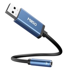 MillSO USB to 3.5mm Audio Jack Adapter, Sapphire Blue 1 Feet,