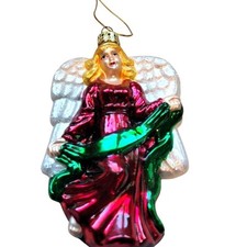 Old World Christmas Angel Ornament Metallic Hand-blown Glass