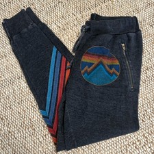 AVIATOR NATION Circle Chevron Stripe Sweatpants Sweats Joggers Elastic Zipper XS