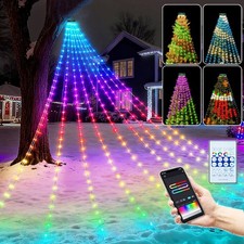 200LED Christmas Tree Waterfall String Light RGB Color Xmas Decor Remote APP