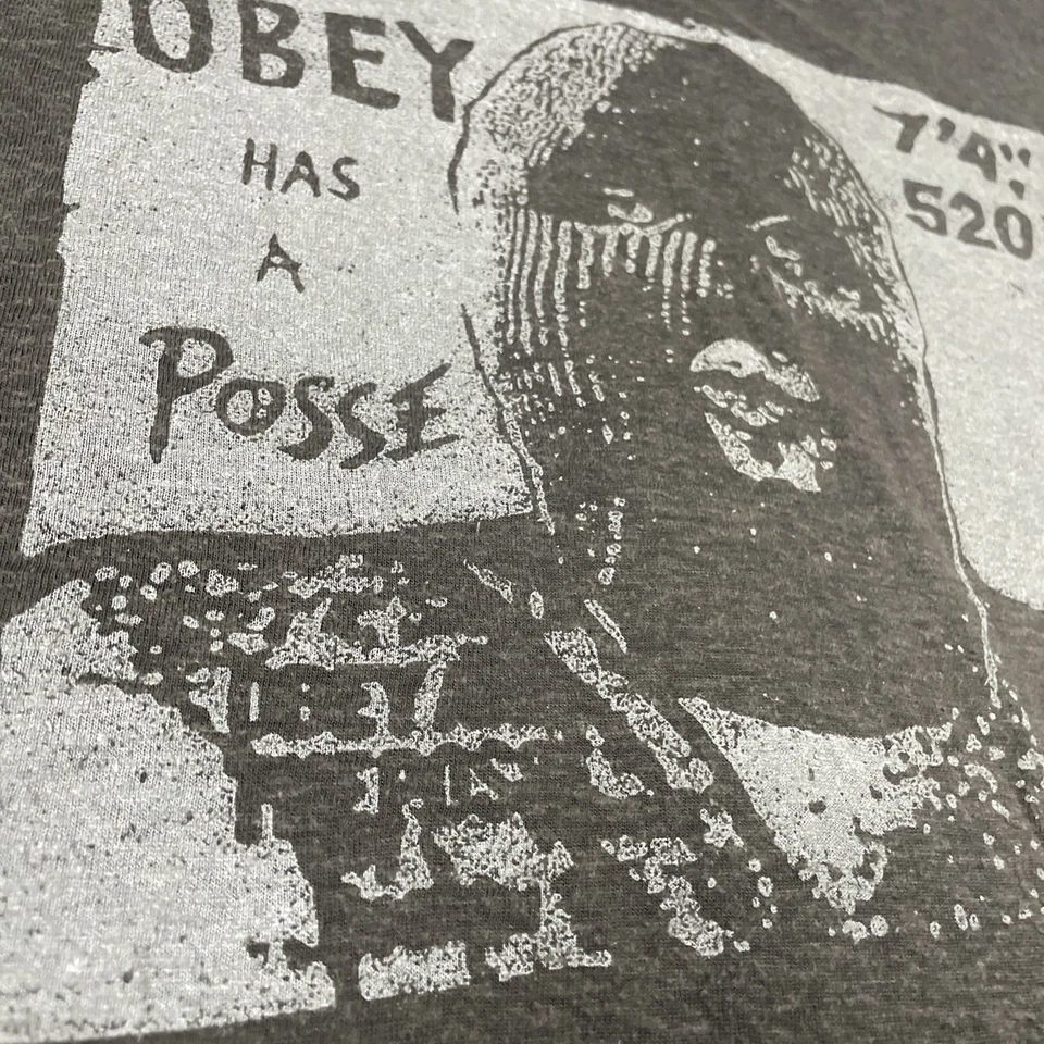 Obey T-Shirt Men's Large Dark Gray Short Sleeve Robber Poss Theme Classic Fit - Image 4 of 4