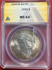 1923 $1 Peace Dollar. ANACS. MS-63. Free Shipping
